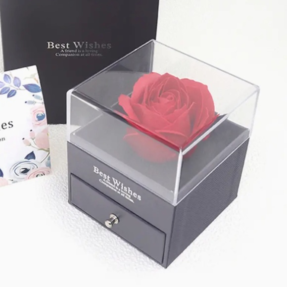 Exquisite Rose Flower Necklace Ring Jewelry Box Romantic Valentine's Day Christm - Picture 4 of 7